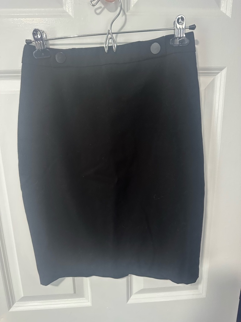 White House Black Market Black Pencil Skirt with Waist Button Detail